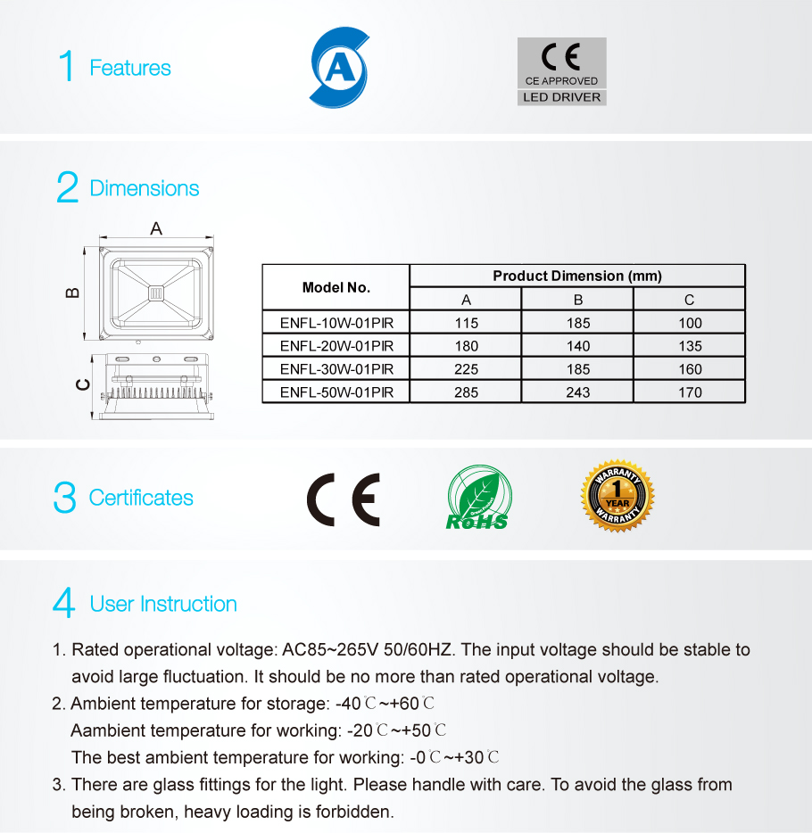 Motion Sensor COB LED luci di inondazione